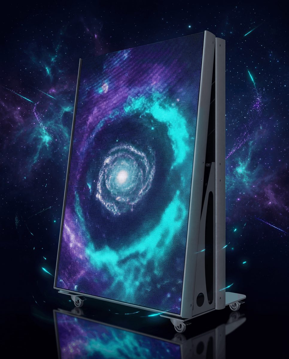 Luminex LED display panels connected together showing galaxy visual