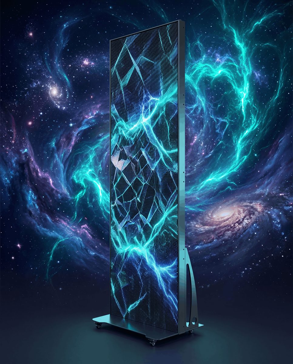 Luminex vertical LED banner with vibrant energy display